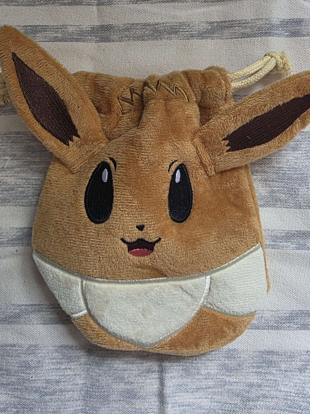 Nintendo Eevee Plush Drawstring Pouch - Brown & Cream - Picture 1 of 3